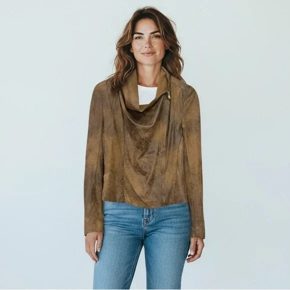 Silence + Noise Urban Outfitters Vegan Faux Leather Distressed Moto Jacket Small - Picture 3 of 9